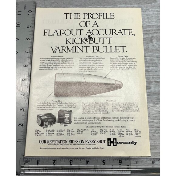 Hornady Varmint Bullets Vintage Print Ad 1990s Flat-Out Accurate Ammo Profile - Picture 2 of 6